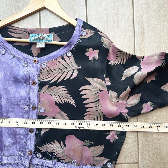 VTG Tienda Ho Fringe Floral Blouse Bohemian Art To Wear Mirror Folk Festival OS - Picture 7 of 10